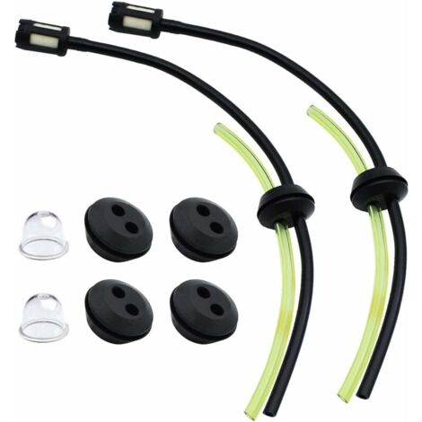 Juego de 2 kits de filtro de combustible universal con juntas de paso para carburadores de cortacésped - Compatible con gasolinas de cortacésped ECHO y STIHL, con cepillo y kit de herramientas de limp