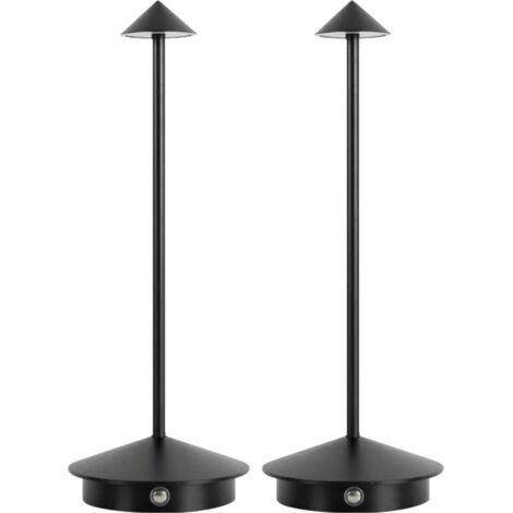 Juego de 2 lámparas de escritorio recargables, negras, regulables, de 29 cm, fabricadas en aluminio. Lámparas de escritorio para dormitorio.