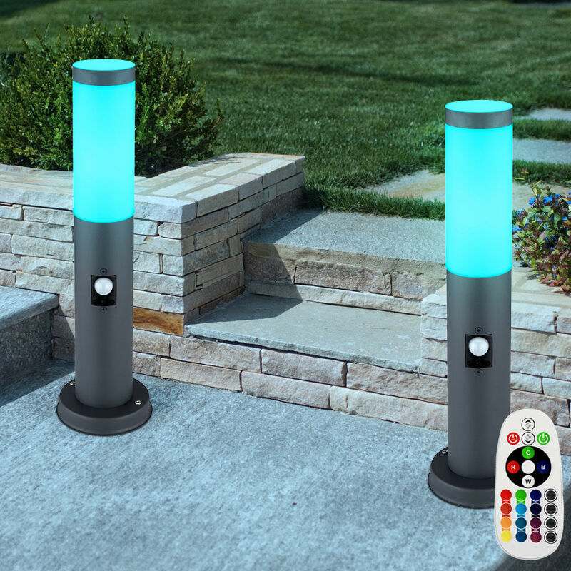 

Juego de 2 lámparas de pie balcón SENSOR acero inoxidable Lámparas base antracita DIMMABLE en un juego que incluye lámparas LED RGB