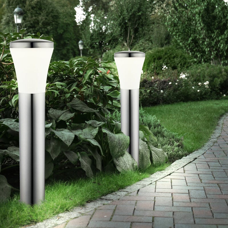 

Juego de 2 lámparas LED de pie para exteriores, iluminación de caminos de jardín, luces de base de acero inoxidable, focos de patio