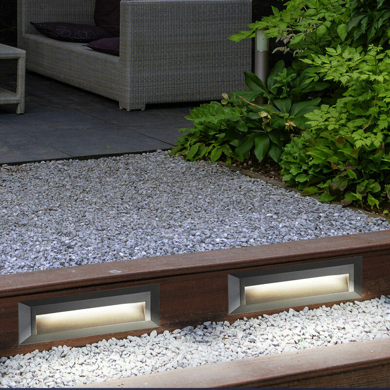 

Juego de 2 lámparas LED para pasos de exterior, apliques de pared, gris, jardín, terrazas, iluminación de escaleras