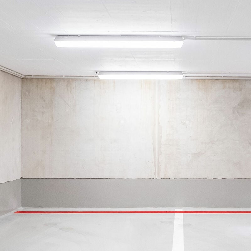

Juego de 2 lámparas LED para tubos, iluminación para cuartos húmedos, almacenes, pasillos, tubos, luces de techo con luz diurna