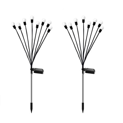 Juego de 2 lámparas solares, LED, IP65, fijas, sensor de luz, color negro