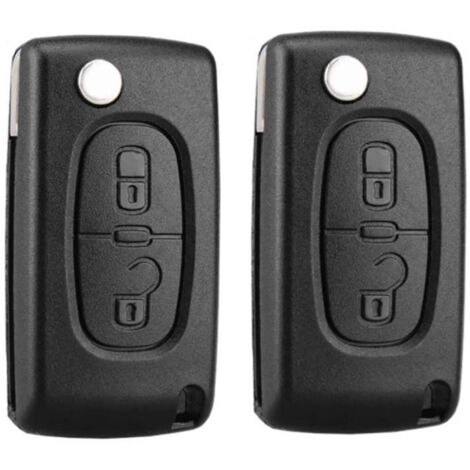 Juego de 2 llaveros de dos botones compatibles con la llave plegable CE0536, aptos para los modelos Peugeot 207, 307, 308, 407, 408, 3008, 5008 y Citroën C2, C3, C4, C5, C6, C8 (2 botones, CE0536).