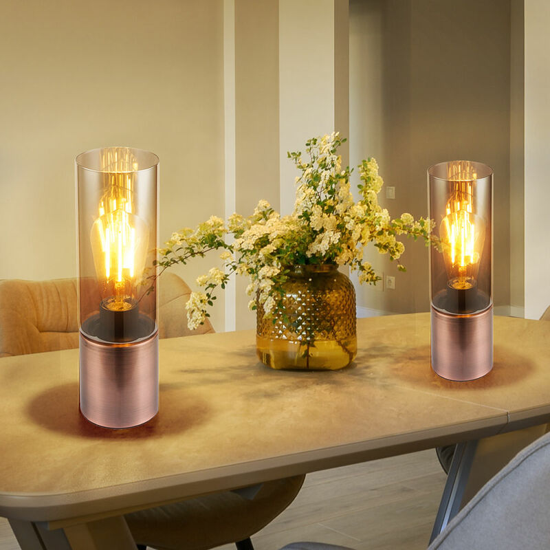 

Juego de 2 lámparas de mesa para dormir, habitación de invitados, luz de noche, colores brillantes, toque de vidrio