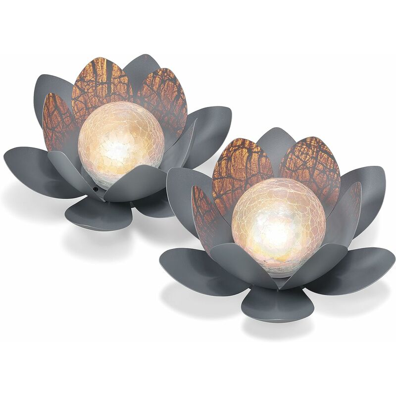 

Juego de 2 lotos solares decorativos - Agradable luz blanca cálida - Efecto de luz de ensueño, creado por Lotus Optical Broken Glass Elements
