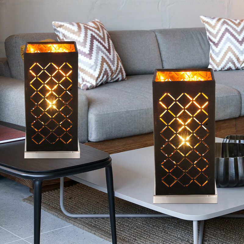 

Juego de 2 luces LED para mesa de escritura, iluminación de salón, lámparas textiles, oro negro