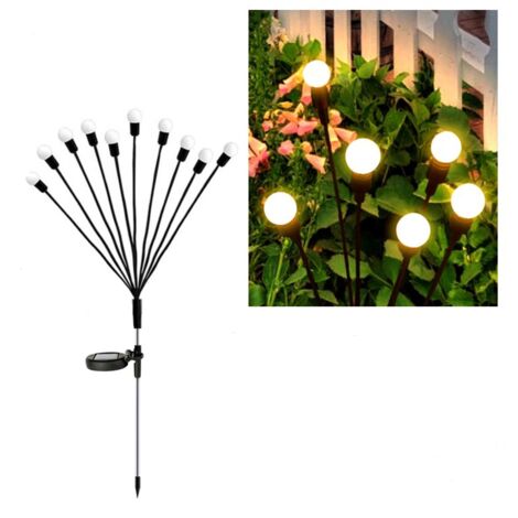 Juego de 2 luces solares para jardín con 10 LED, resistentes al agua (IP65), ideales para balcones, jardines, patios y entradas de vehículos (blanco cálido).