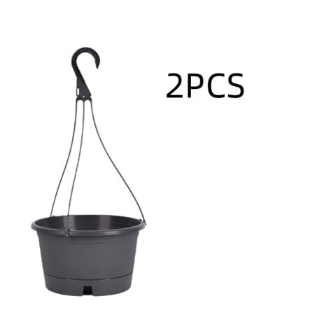 Juego de 2 macetas colgantes de 25,4 cm de diámetro, para uso interior y exterior, macetas colgantes con orificio de drenaje para jardín y hogar (Negro)