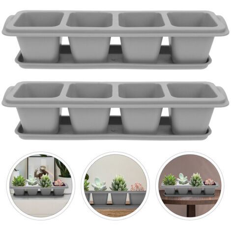 Juego de 2 macetas para semilleros, macetas de jardín para plantas jóvenes - 26,8 x 8,3 x 3 cm