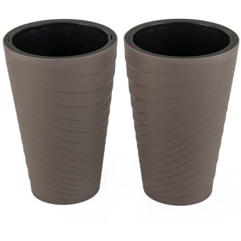 Juego de 2 maceteros modernos de 45 x 295 cm con sistema de drenaje óptimo para jardín y terraza en color marrón PP 200012478