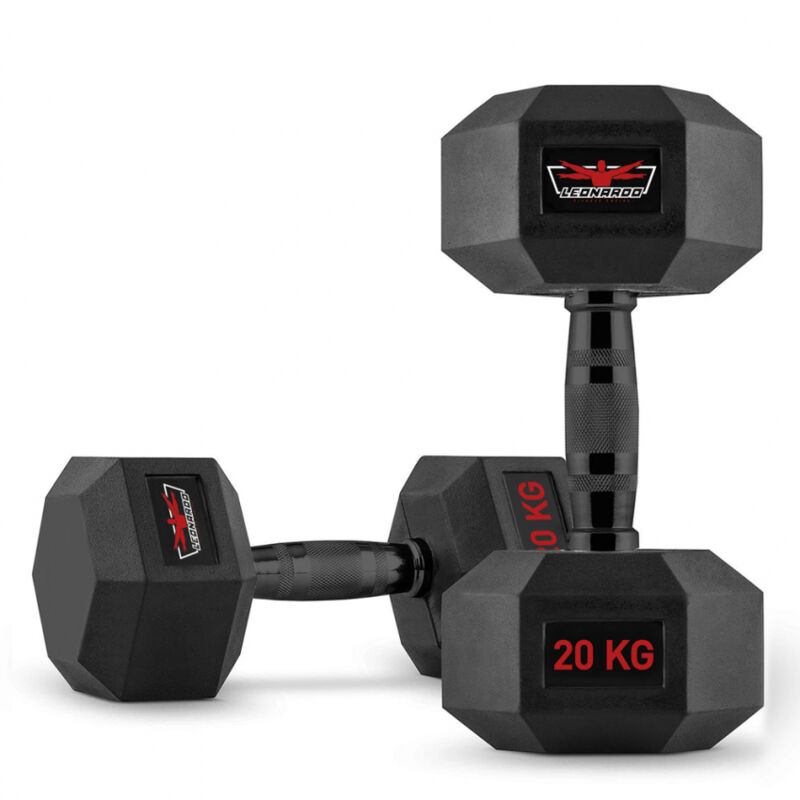 

Juego de 2 mancuernas cross training profesionales de caucho y acero 20 kg Goemon