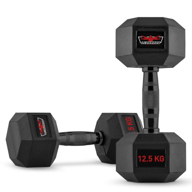 

Juego de 2 mancuernas hexagonales cross training de caucho y acero 12.5 kg Goemon