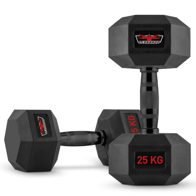 

Juego de 2 mancuernas hexagonales cross training de caucho y acero 25 kg Goemon
