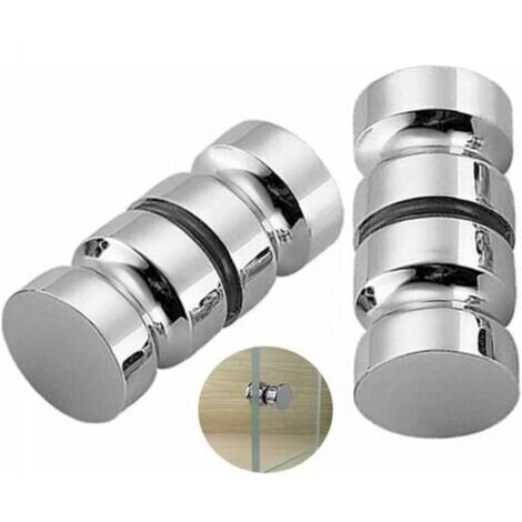 Juego de 2 manijas para puertas de ducha Manija para puerta de ducha de baño Tiradores de puerta de reemplazo de cromo pulido de 30 mm Manija de puerta de vidrio redonda Acero inoxidable Durable