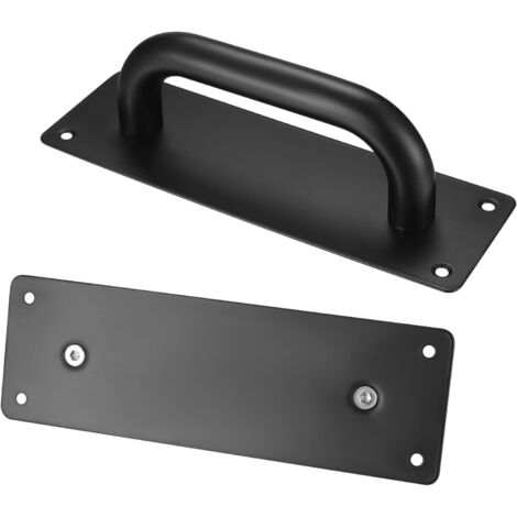 Juego de 2. Manilla de puerta con placa trasera, Manillas para puertas correderas con placa trasera, Manillas de puerta, fijación de manilla, 20045 mm, negro