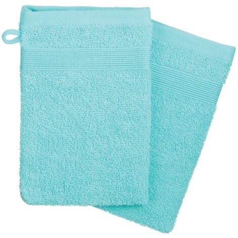 AC-DECO Juego de 2 manoplas de baño - algodón 450 g/m² - azul agua - 15 x 21 cm - Atmosphera créateur d'intérieur