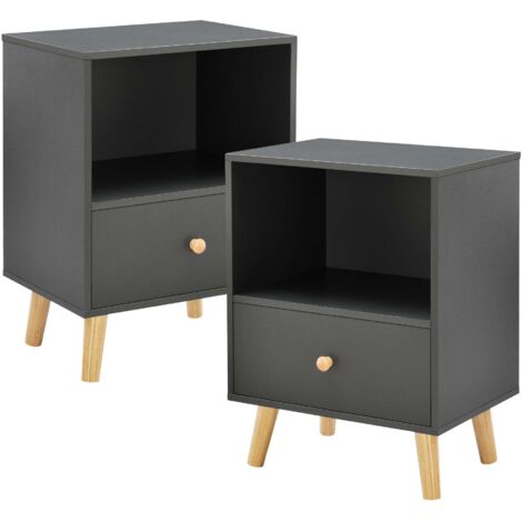 Juego de 2 mesas auxiliares 54 x 40 x 30 cm gris oscuro 030009714