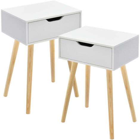 Juego de 2 mesas auxiliares 60 x 40 x 30 cm blanco 030009717