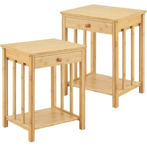 Juego de 2 mesas auxiliares de bambú 51 x 40 x 35 cm acabado natural 030009711