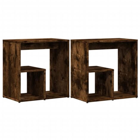Juego de 2 mesas auxiliares de soporte para plantas 50 x 30 x 50 cm madera contrachapada marrón DEC032619