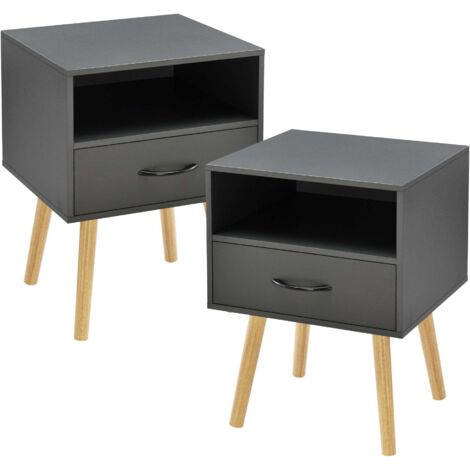 Juego de 2 mesas auxiliares gris oscuro 030009708