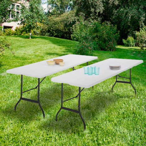 Juego de 2 mesas auxiliares plegables portátiles, 180 cm, para camping o entretenimiento