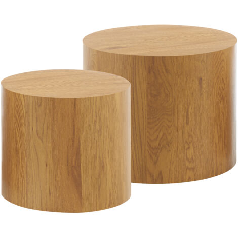 Juego de 2 mesas de centro/café YANKA con acabado efecto madera (Ø 49 y Ø 38 cm) - MOG CASA