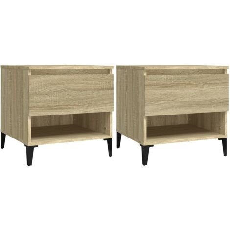 Juego de 2 mesitas de noche 50 x 46 x 50 cm en madera contrachapada color roble DEC032632