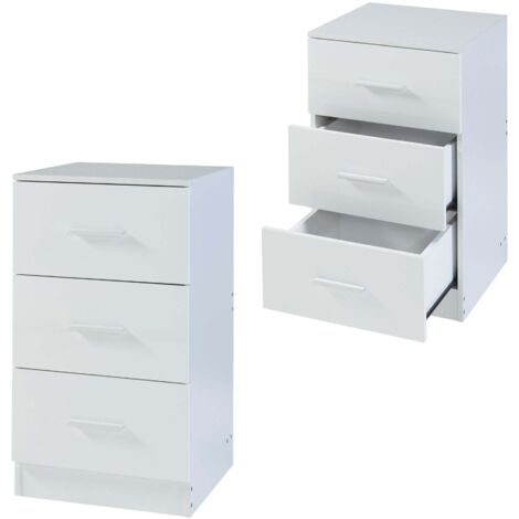 Juego de 2 mesitas de noche con 3 cajones 66 x 37 x 35 cm tablero de partículas blanco 030010606