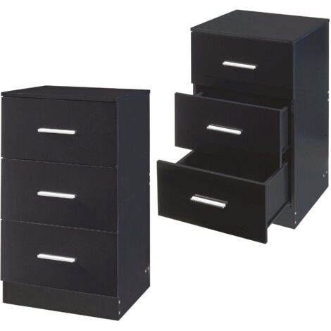 Juego de 2 mesitas de noche con 3 cajones tablero de partículas 66 x 37 x 35 cm negro b ant 030010607