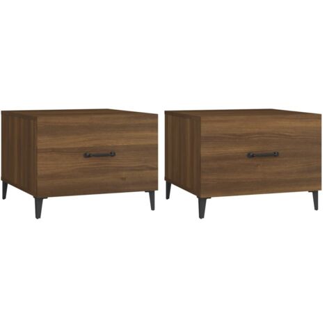 Juego de 2 mesitas de noche con cajón 2 50 x 50 x 40cm madera de ingeniería marrón y metal DEC040481