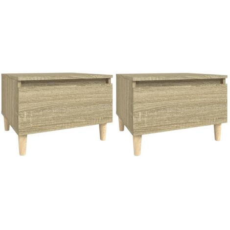 Juego de 2 mesitas de noche con cajón 50 x 46 x 35 cm madera contrachapada color roble DEC032630