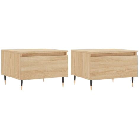 Juego de 2 mesitas de noche con cajón 50 x 46 x 35 cm madera contrachapada y metal color roble DEC040376