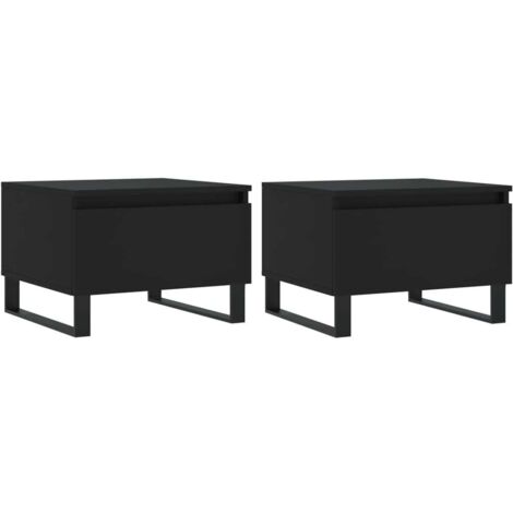 Juego de 2 mesitas de noche con cajón 50 x 46 x 35 cm madera de ingeniería negra y metal DEC040412