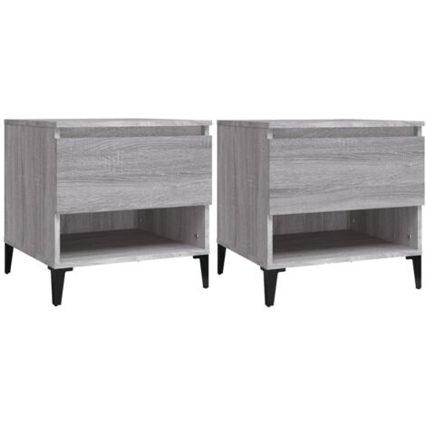 Juego de 2 mesitas de noche con cajón 50 x 46 x 50 cm madera contrachapada gris DEC032651