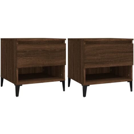 Juego de 2 mesitas de noche con cajón 50 x 46 x 50 cm madera contrachapada marrón DEC032627