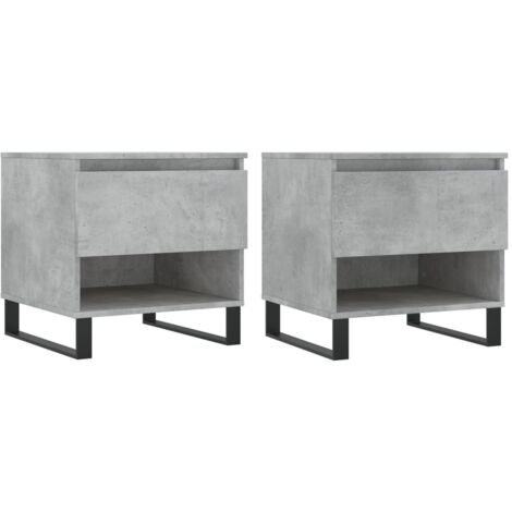 Juego de 2 mesitas de noche con cajón 50 x 46 x 50 cm madera de ingeniería gris y metal DEC040397