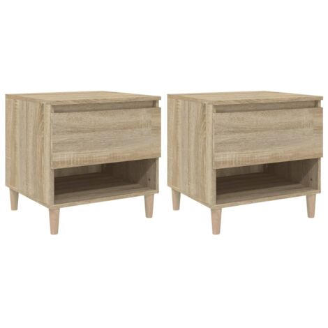 Juego de 2 mesitas de noche con cajón 50 x 46 x 50cm madera de ingeniería color roble DEC035895