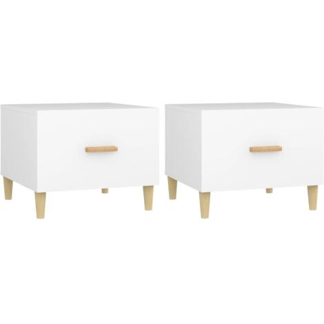 Juego de 2 mesitas de noche con cajón 50 x 50 x 40 cm madera de ingeniería blanca DEC040311