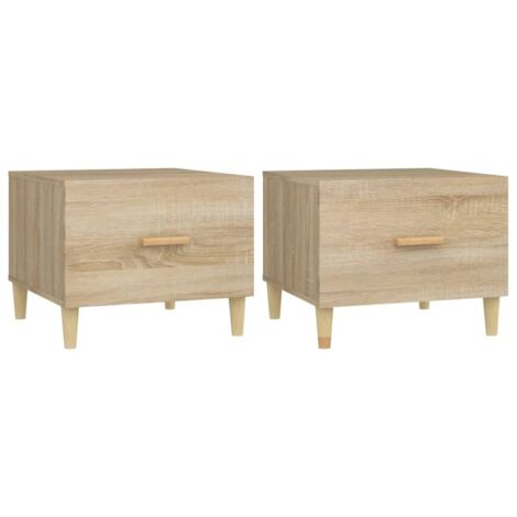 Juego de 2 mesitas de noche con cajón 50 x 50 x 40 cm madera de ingeniería color roble DEC040383