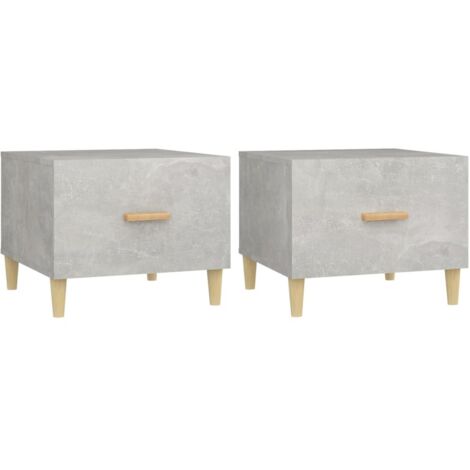 Juego de 2 mesitas de noche con cajón 50 x 50 x 40 cm madera de ingeniería gris DEC040403