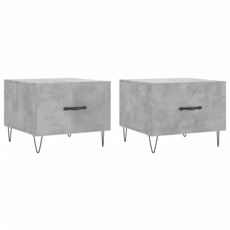 Juego de 2 mesitas de noche con cajón 50 x 50 x 40 cm madera de ingeniería gris y hierro DEC040404