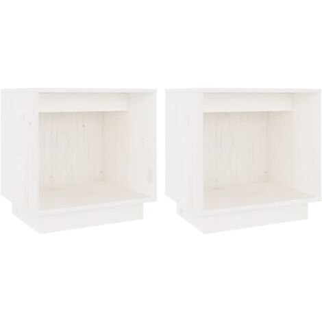 Juego de 2 mesitas de noche con compartimento abierto 40 x 30 x 40 cm madera de pino blanco DEC034892