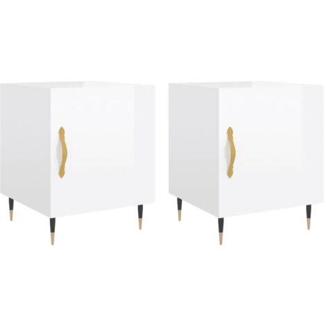 Juego de 2 mesitas de noche con compartimento con puerta 40 x 40 x 50 cm madera contrachapada blanca DEC035025