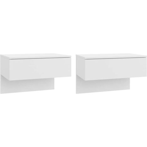 Juego de 2 mesitas de noche de pared de 60 x 40 x 40 cm en madera de ingeniería blanca DEC036028