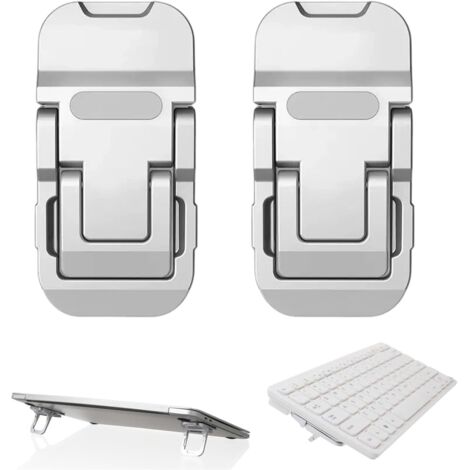 Juego de 2 mini soportes para teclado, soportes de aluminio para portátil, plegables, invisibles, portátiles y autoadhesivos para teclado de ordenador.