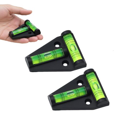 Juego de 2 niveles de burbuja tipo T, dispositivo de nivelación de burbuja bidireccional para autocaravanas, caravanas, furgonetas camper y remolques, mini indicador de nivel cruzado, herramienta de n