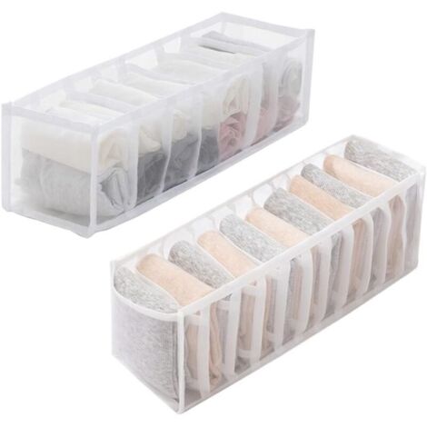 Juego de 2 organizadores de cajones plegables (blancos), organizador de ropa interior, organizador de cajones de ropa, para calcetines, ropa interior, ropa de bebé, corbatas
