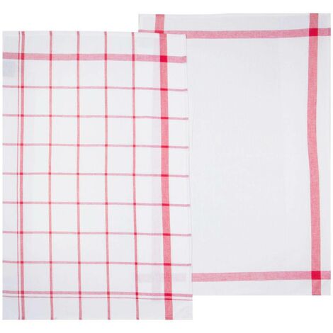 Juego de 2 paños de cocina - estampados - algodón - rojo y blanco - 45x70 cm - Atmosphera créateur d'intérieur